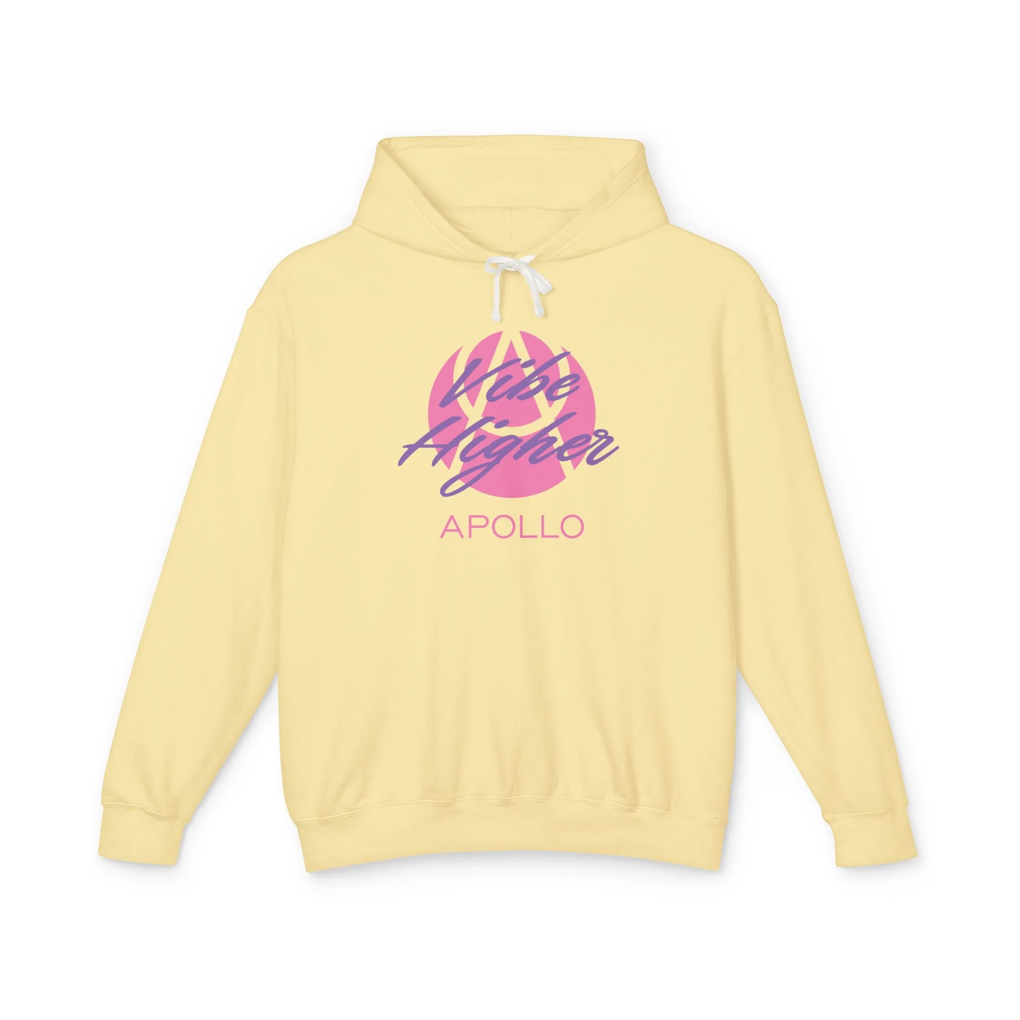 Apollo Vibe Hoodie – Retro Pink Script Lightweight Hooded Sweatshirt - Image 2