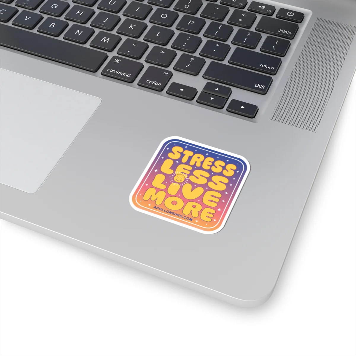 Stress Less Love More Sticker – Retro Sunset Inspirational Kiss-Cut Decal - Image 2